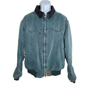 Vintage Carhartt J14 Santa Fe Jacket Faded Green Quilted Lining Bomber Men XL